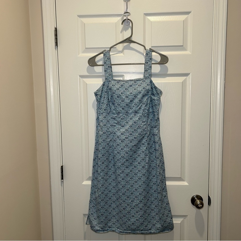 Liz Claiborne Light Blue Geometric Denim Dress